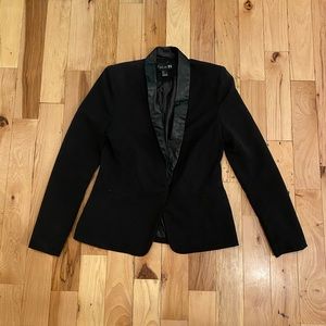 Forever 21 Black Blazer with Faux Leather Collar
